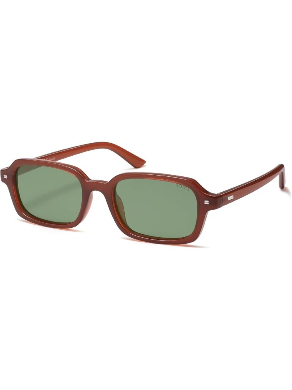 Women's Brown Green Retro Fashion Thin Slim Trendy Rectangle Polarized Sunglass